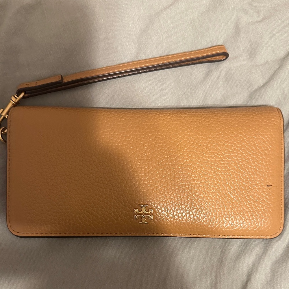 Tory Burch Camel Leather Wristlet